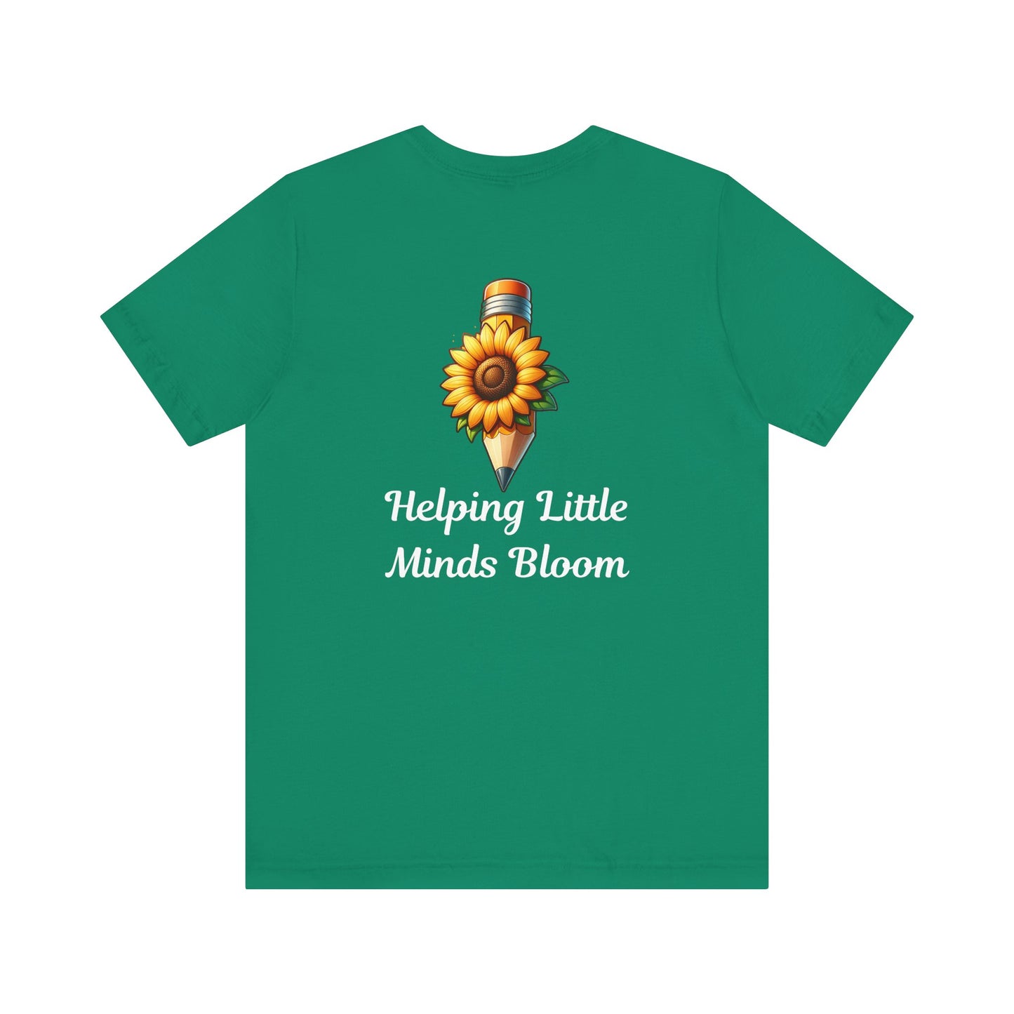 Personalized Helping Little Minds Bloom Teacher Shirt | Sunflower & Pencil Design, Teacher T-Shirt, Personalized Teacher Tee, School Tee