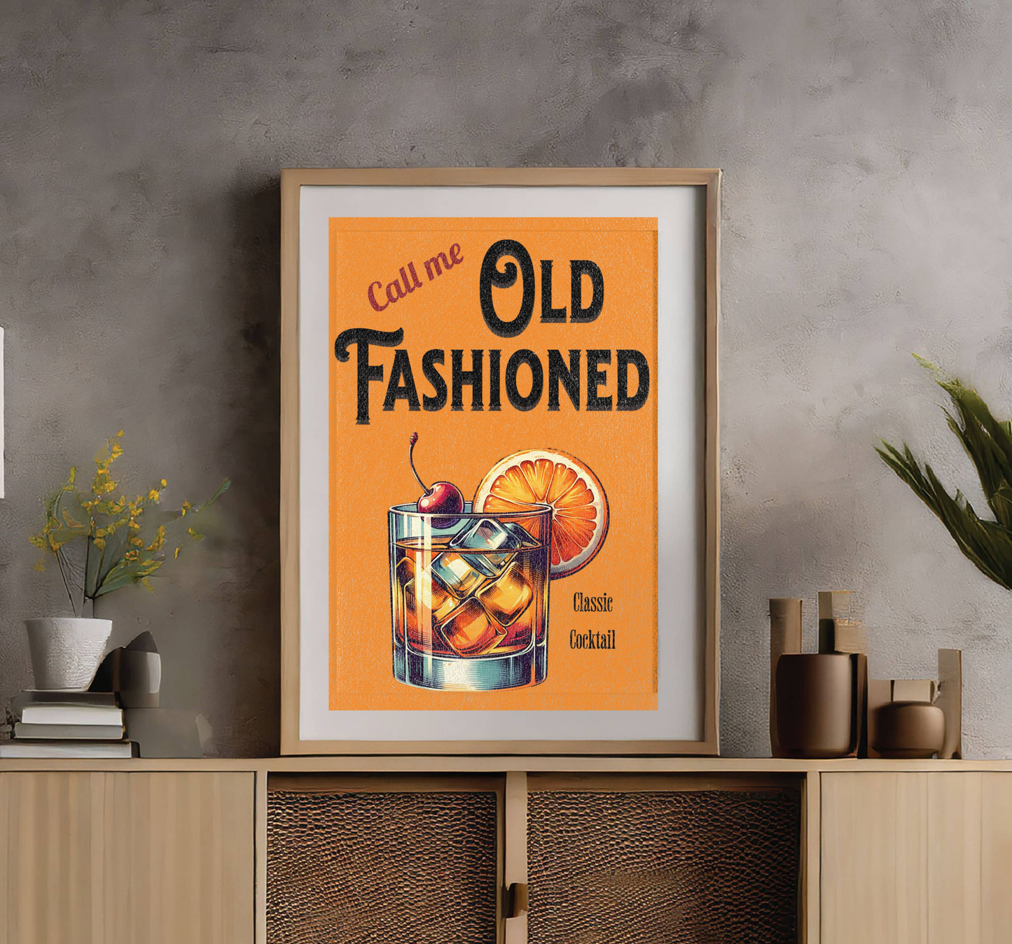Vintage Cocktail Wall Art: Call Me Old Fashioned Poster