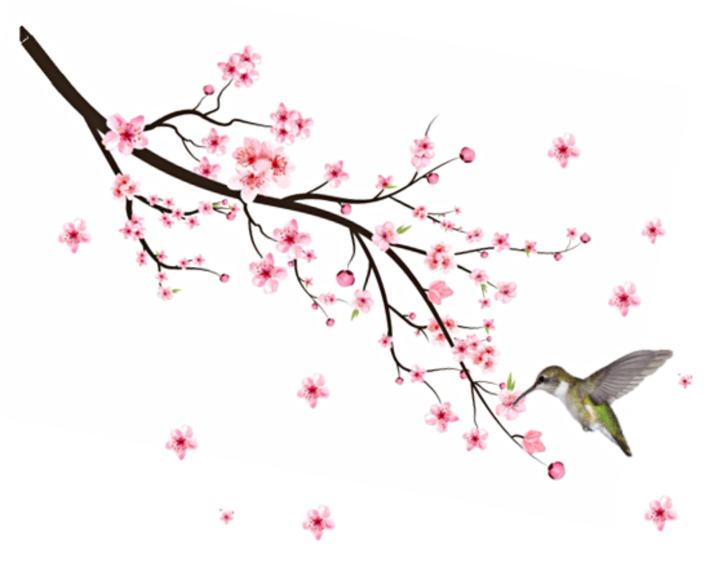 Cherry Blossom & Hummingbird Notecards - set of 10 blank cards with matching envelopes