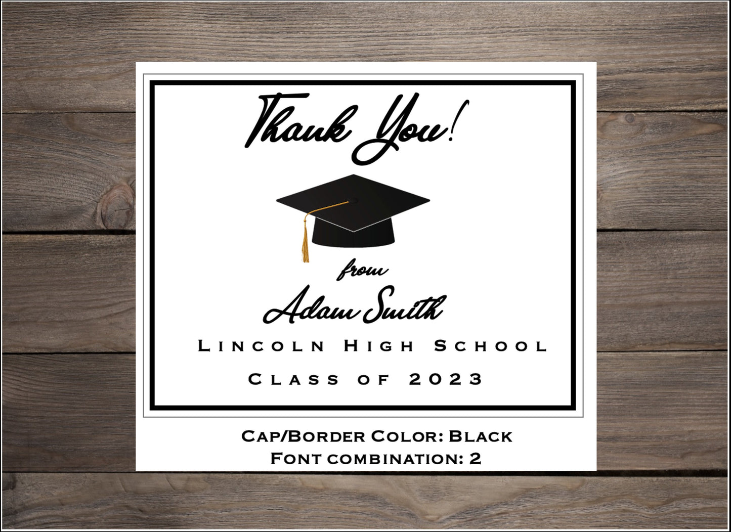 Personalized Graduation Thank You Card: Set of 10