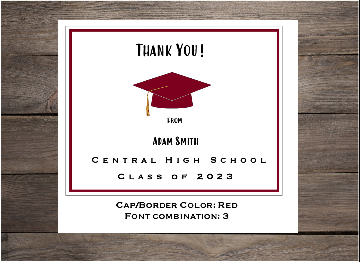 Personalized Graduation Thank You Card: Set of 10