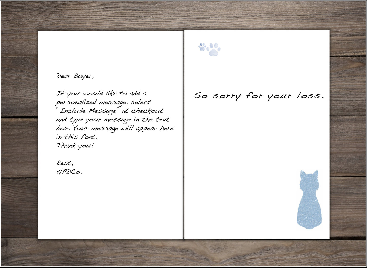 Sympathy Card: Loss of Cat