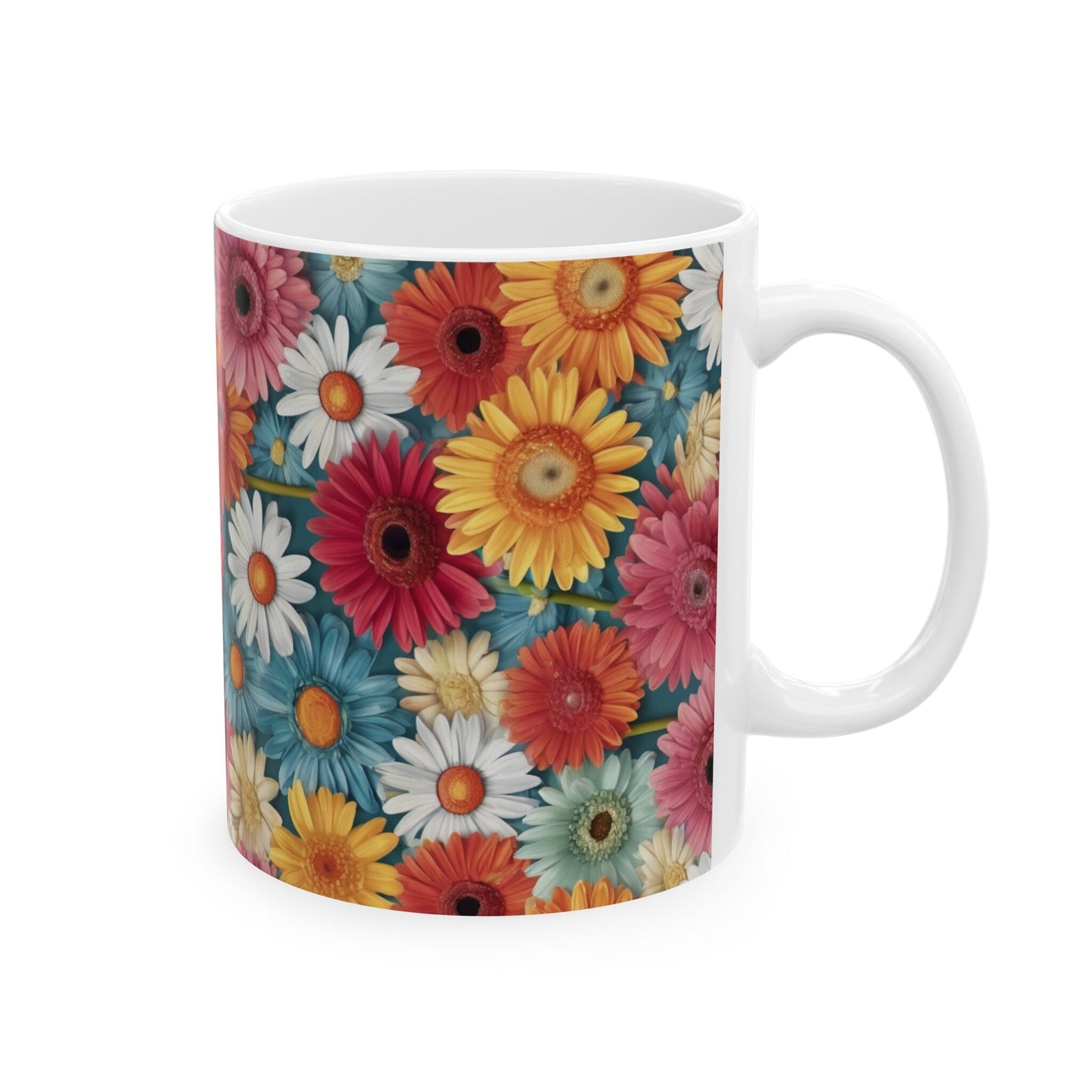 Colorful Gerbera Daisy Mug, Flower Mug, Mother's Day mug, colorful flower mug