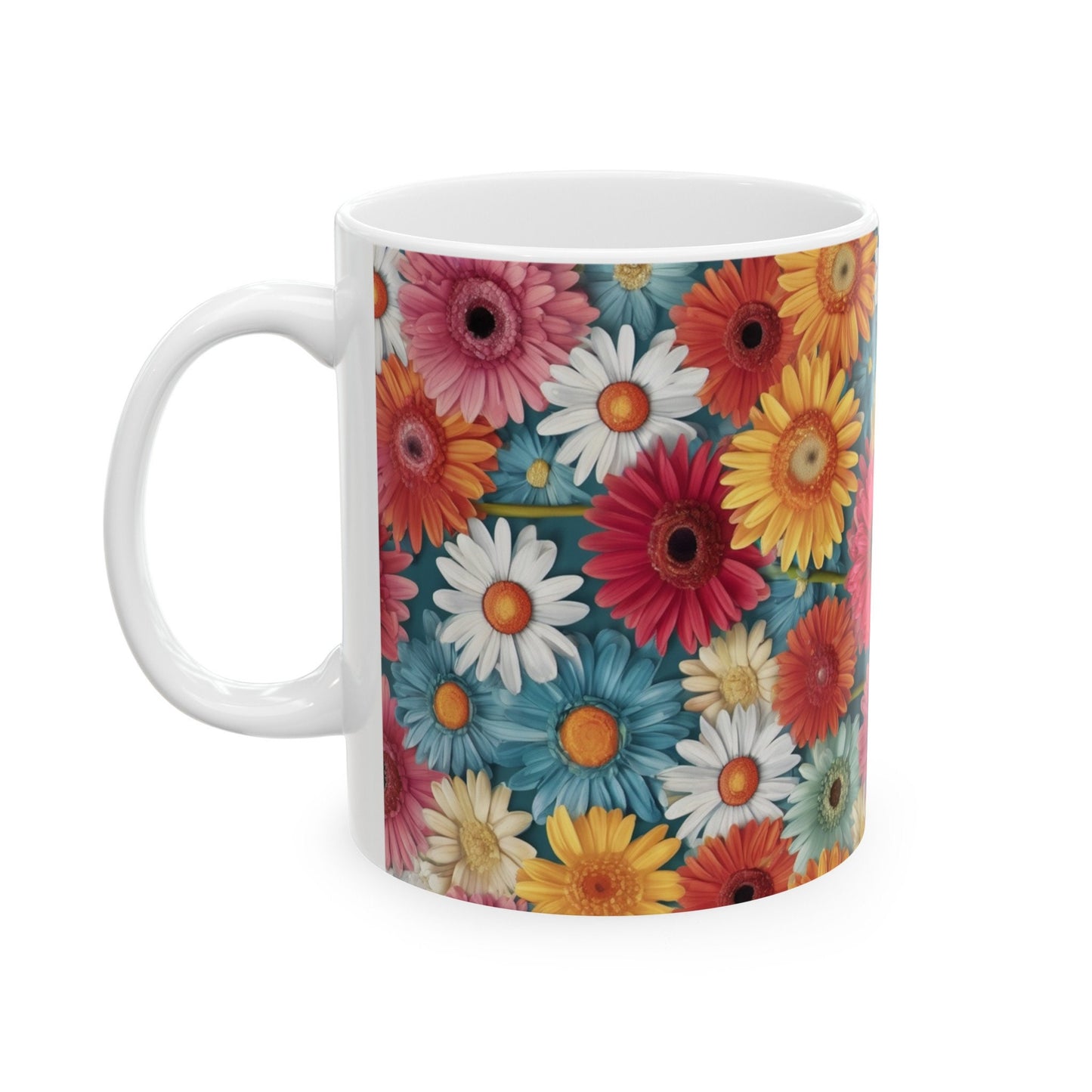 Colorful Gerbera Daisy Mug, Flower Mug, Mother's Day mug, colorful flower mug