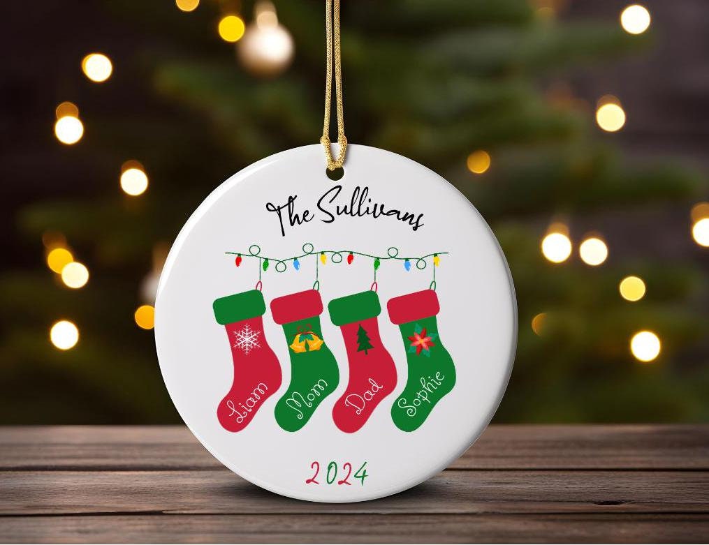 Personalized Family Christmas Ornament - Stockings