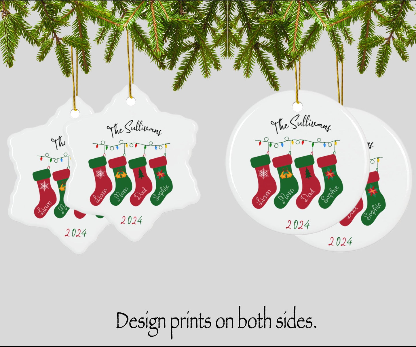 Personalized Family Christmas Ornament - Stockings