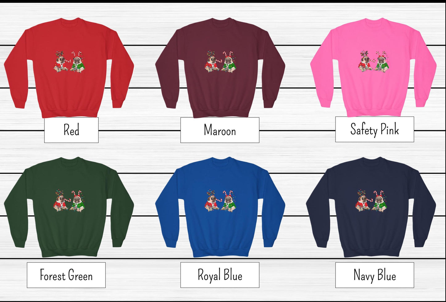 Kids' Christmas Pug Sweatshirt- Fun Dog Sweatshirt
