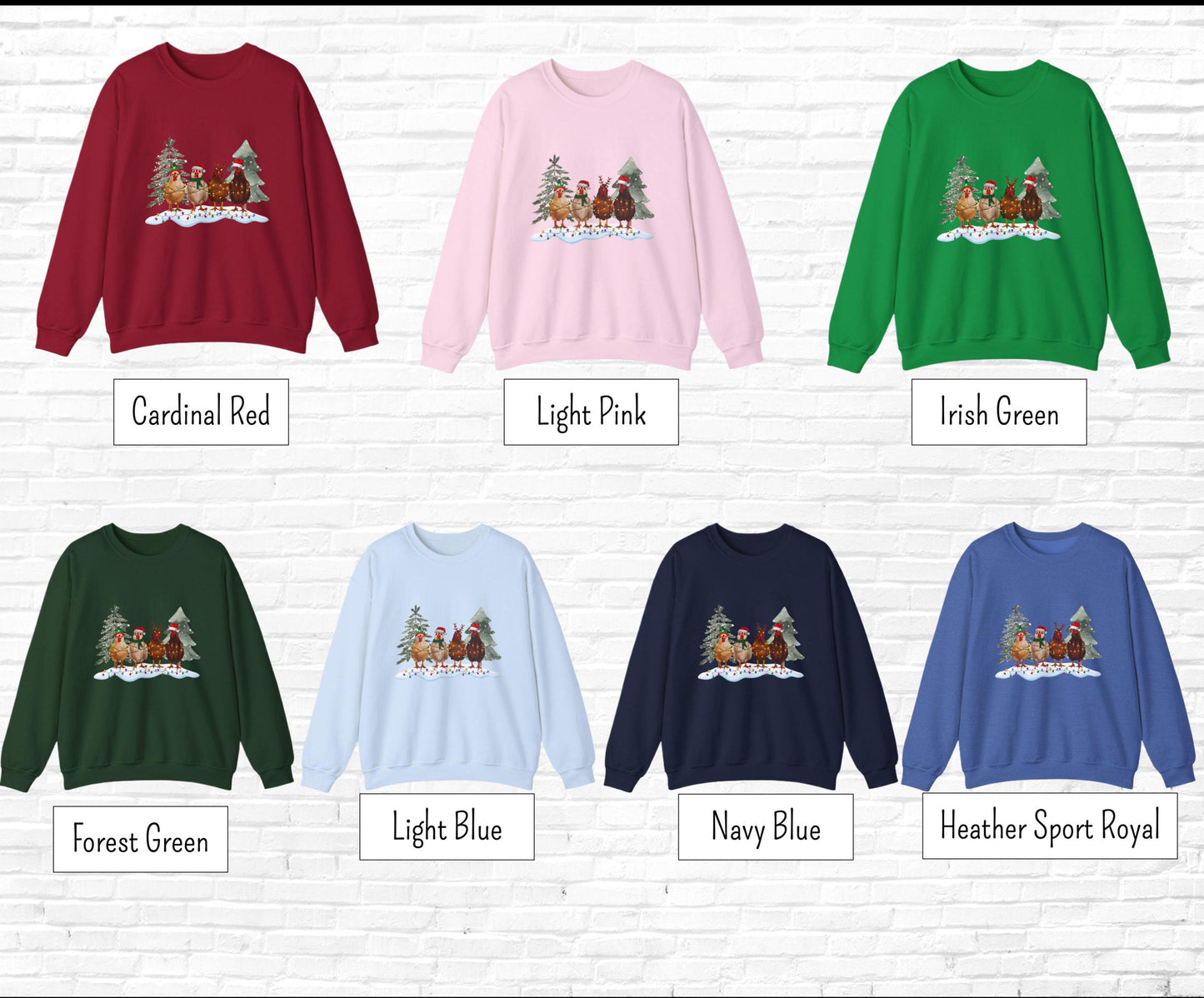 Christmas Chickens Crewneck Sweatshirt