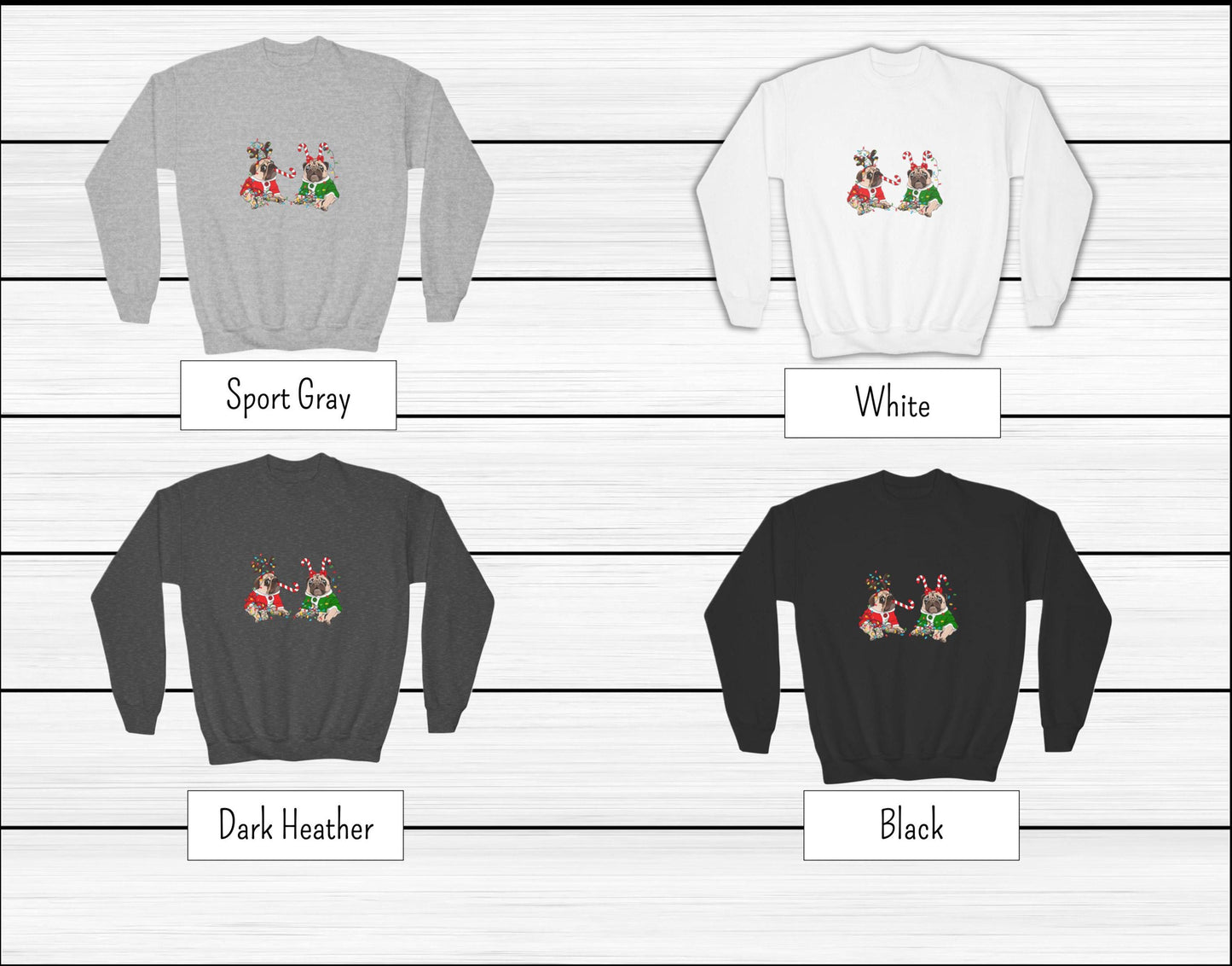 Kids' Christmas Pug Sweatshirt- Fun Dog Sweatshirt