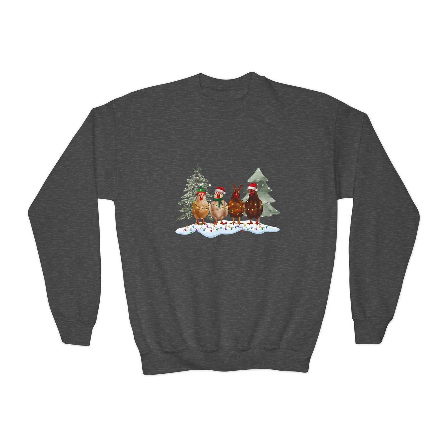 Kids' Christmas Chickens Crewneck Sweatshirt, Kids' sweatshirt, chicken-themed sweatshirt, Gift for Kids