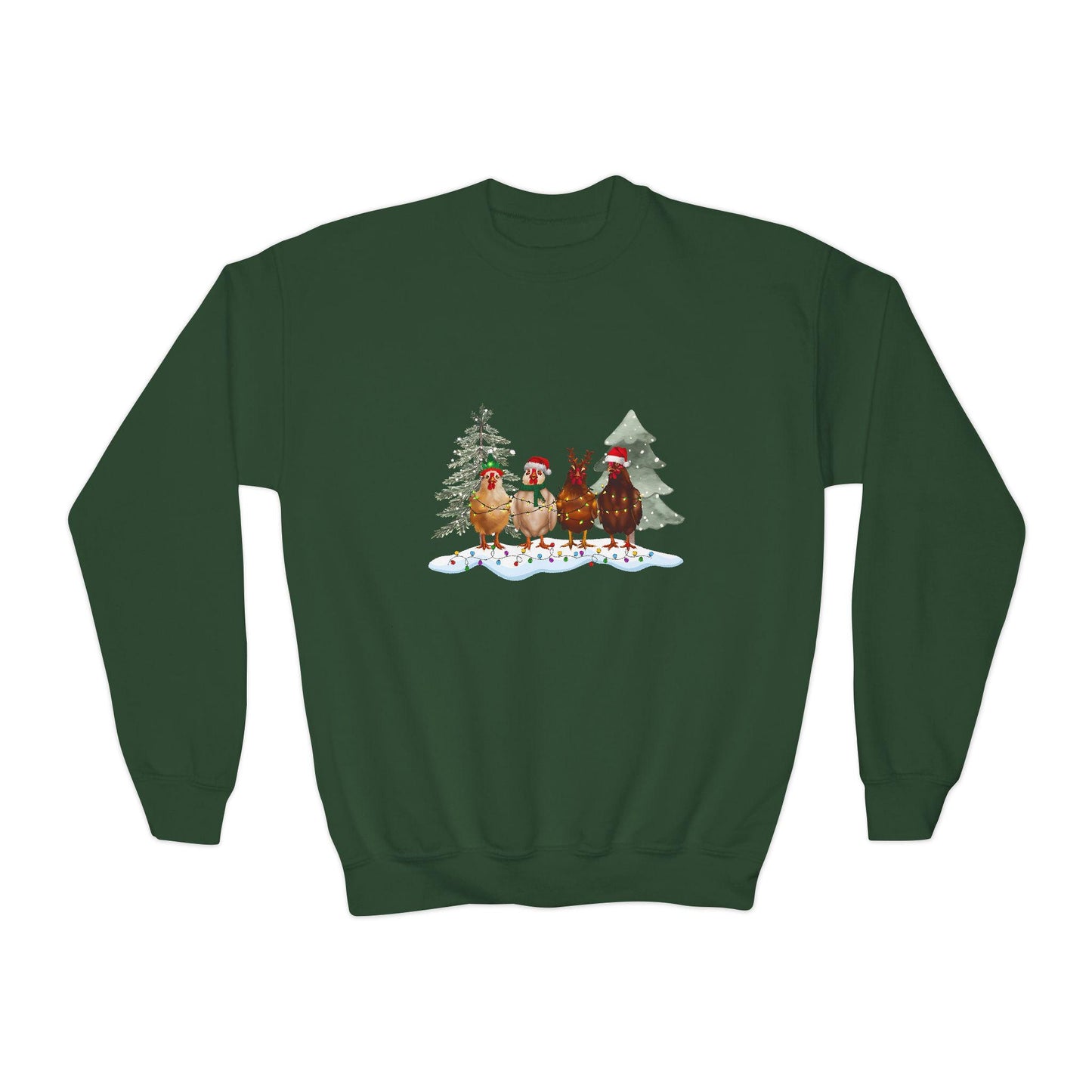 Kids' Christmas Chickens Crewneck Sweatshirt, Kids' sweatshirt, chicken-themed sweatshirt, Gift for Kids