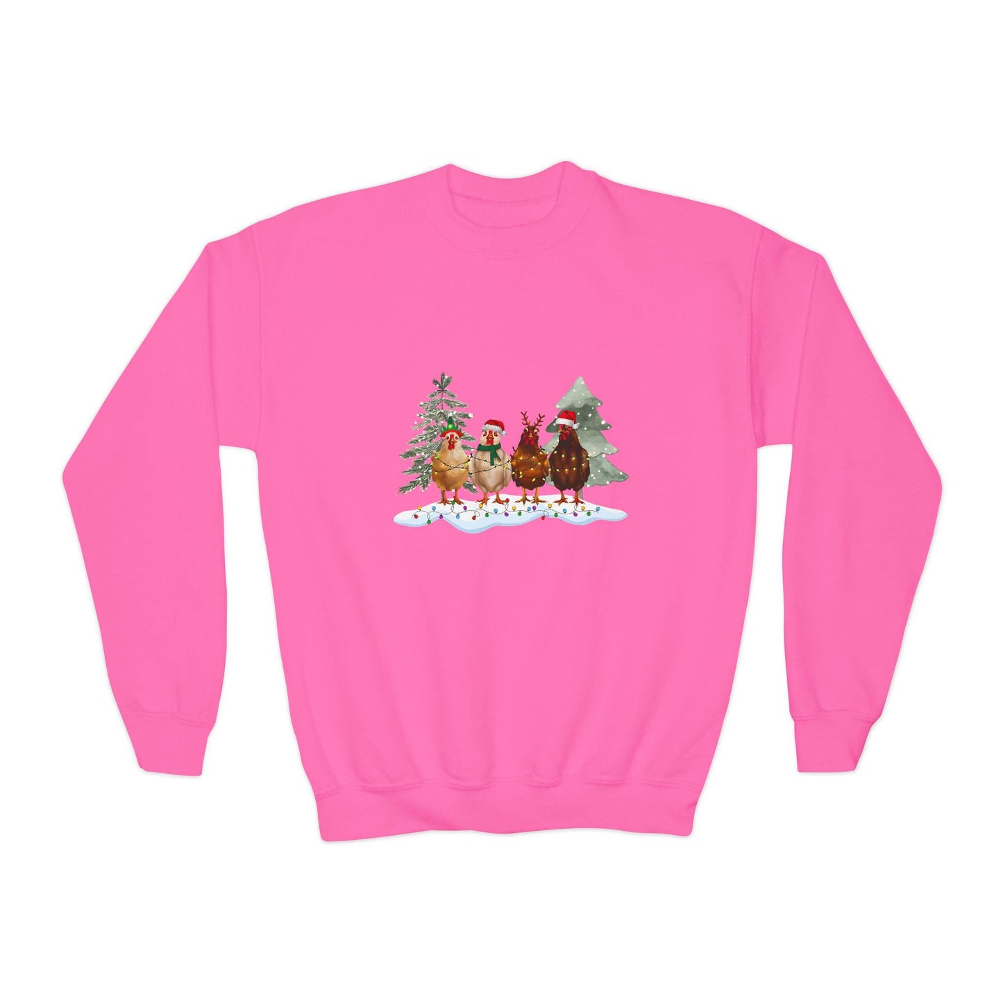Kids' Christmas Chickens Crewneck Sweatshirt, Kids' sweatshirt, chicken-themed sweatshirt, Gift for Kids