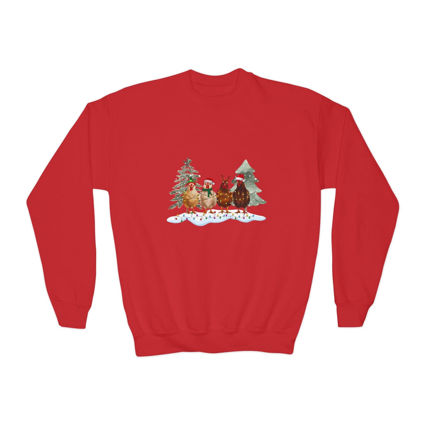 Kids' Christmas Chickens Crewneck Sweatshirt, Kids' sweatshirt, chicken-themed sweatshirt, Gift for Kids