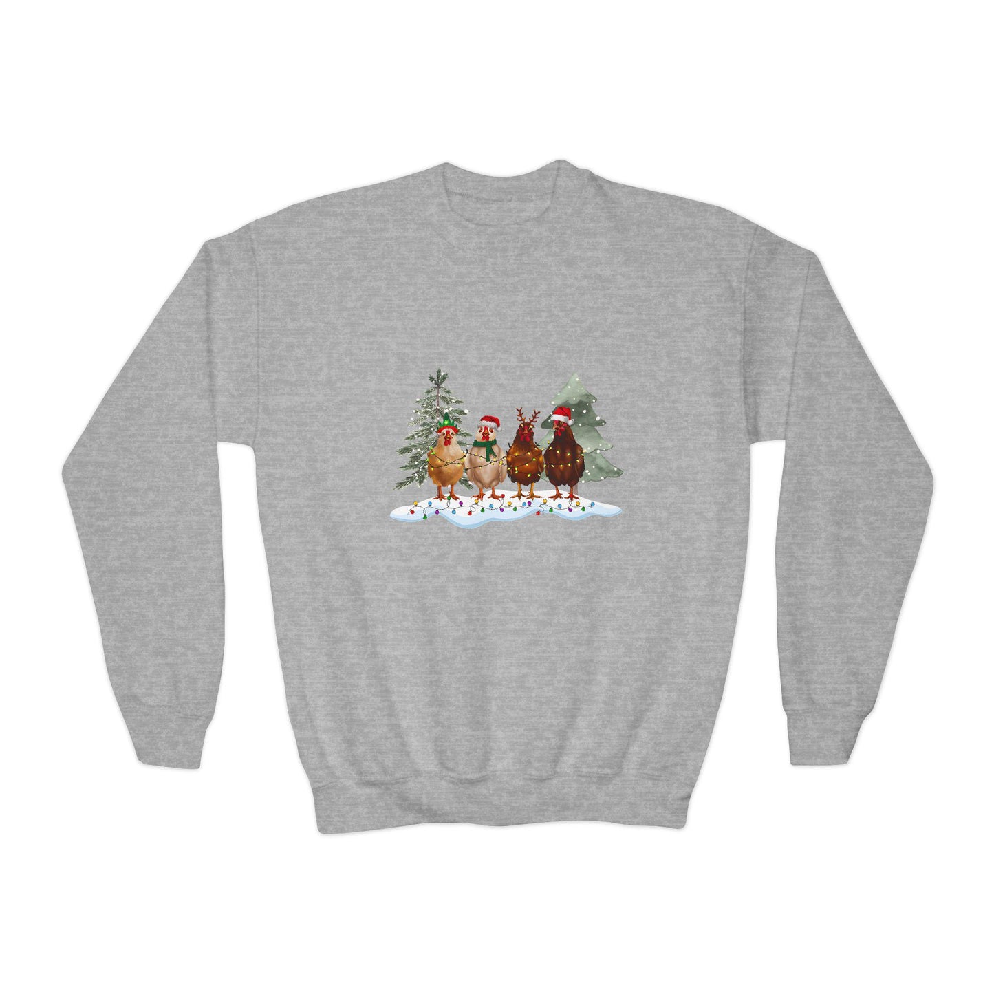 Kids' Christmas Chickens Crewneck Sweatshirt, Kids' sweatshirt, chicken-themed sweatshirt, Gift for Kids