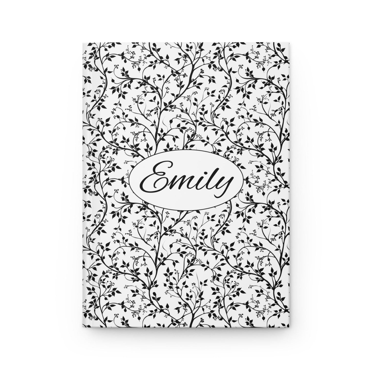 Personalized Hardcover Notebook,Vine Pattern Hardcover Journal, Unique Diary, Black and White Writing Journal, Customizable Sketchbook