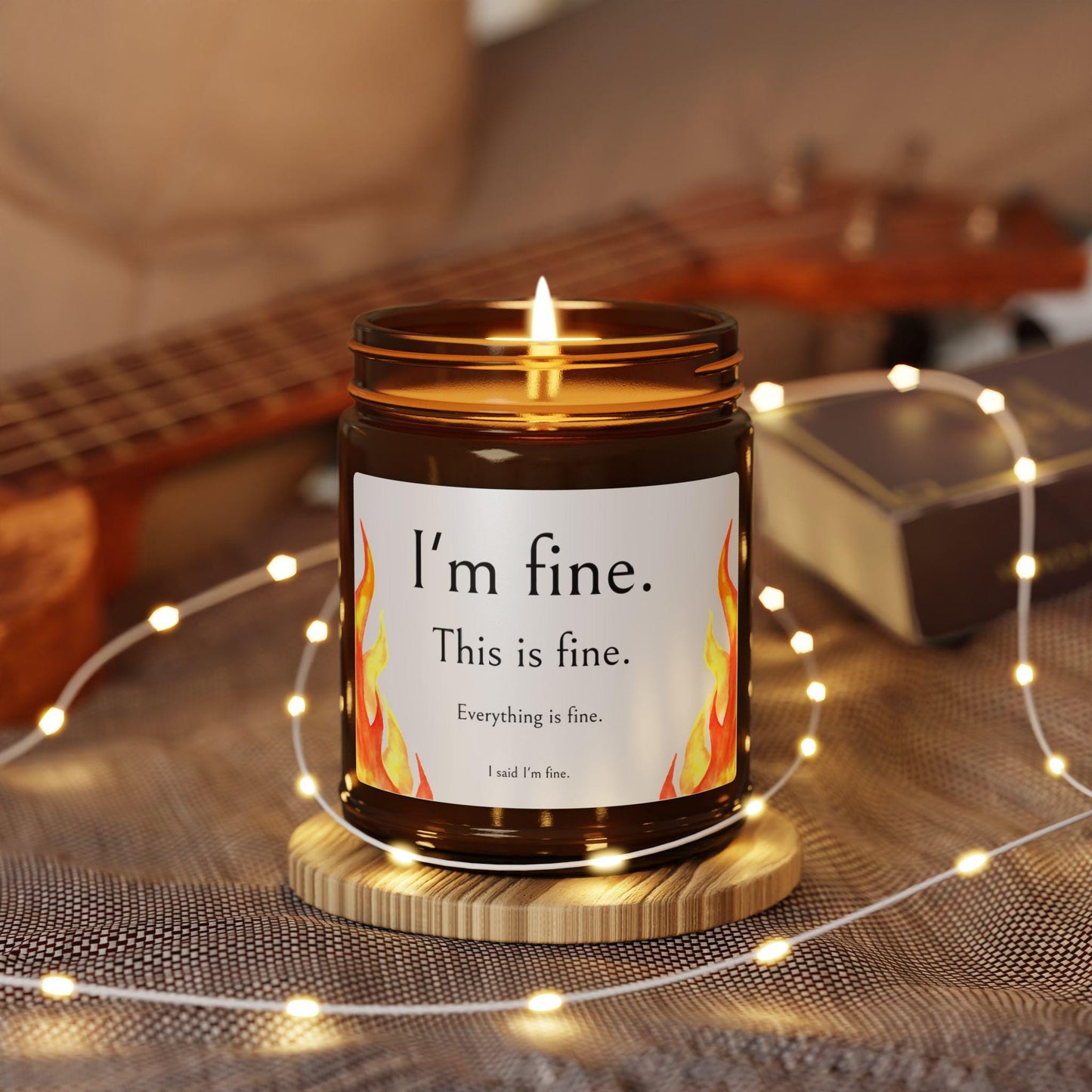 Everything is Fine Candle, Soy Wax, Relaxing Scented Candle, Home Fragrance, Gift for Candle Lovers, Amber Jar Candle