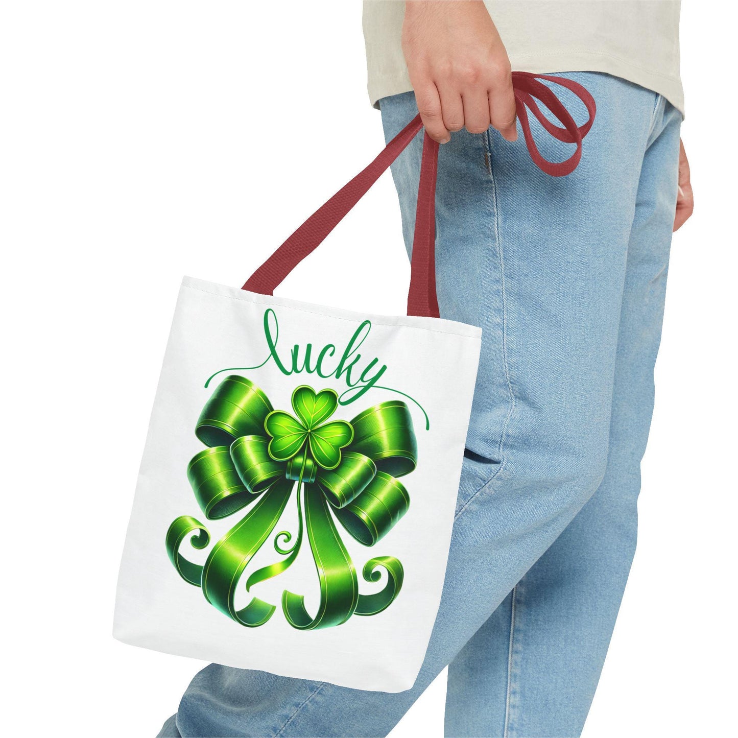 Tote Bag with Shamrock Bow, Lucky Irish Heritage Gift, St Patrick's Day Tote, Green Tote Bag, Ornate Bow Tote, Shamrock Tote Bag