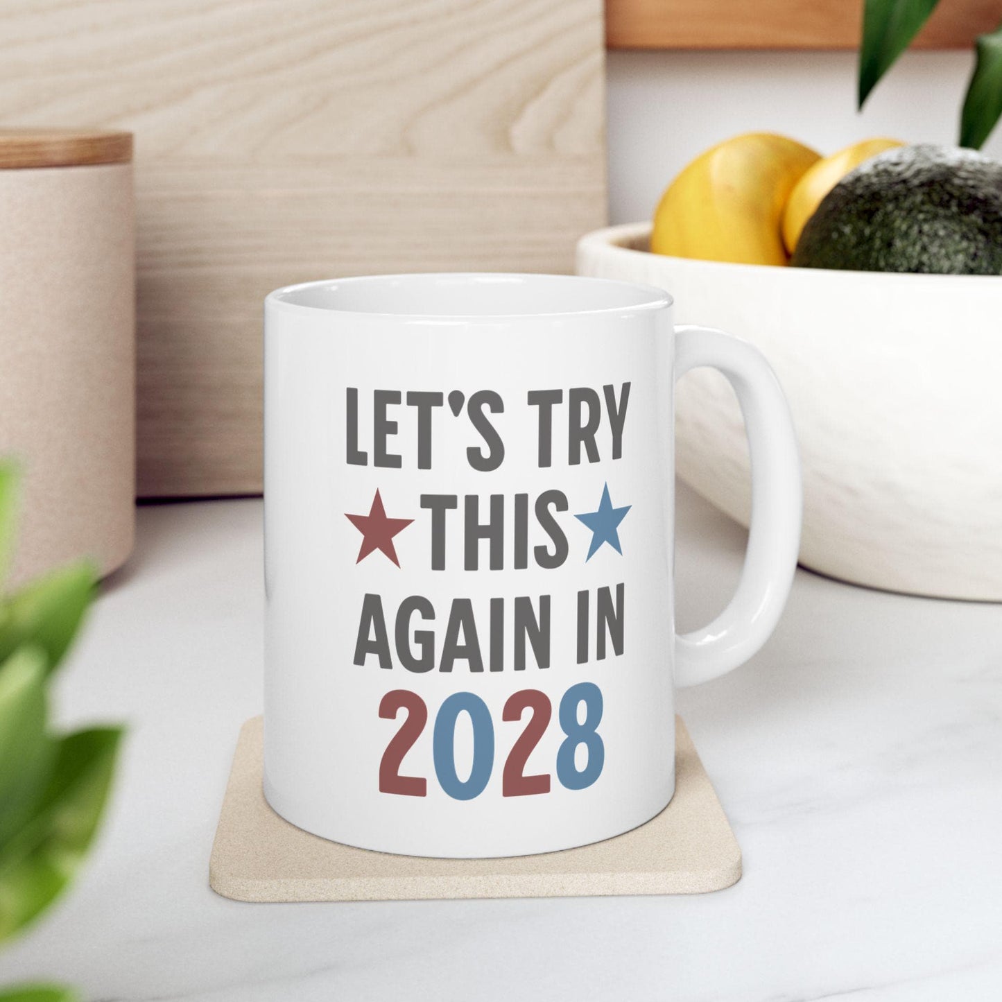 Political Mug, Election 2024, Democrat Republican Gift, Voting Coffee Cup, Blue Red Charcoal, Political Activist Tea Mug