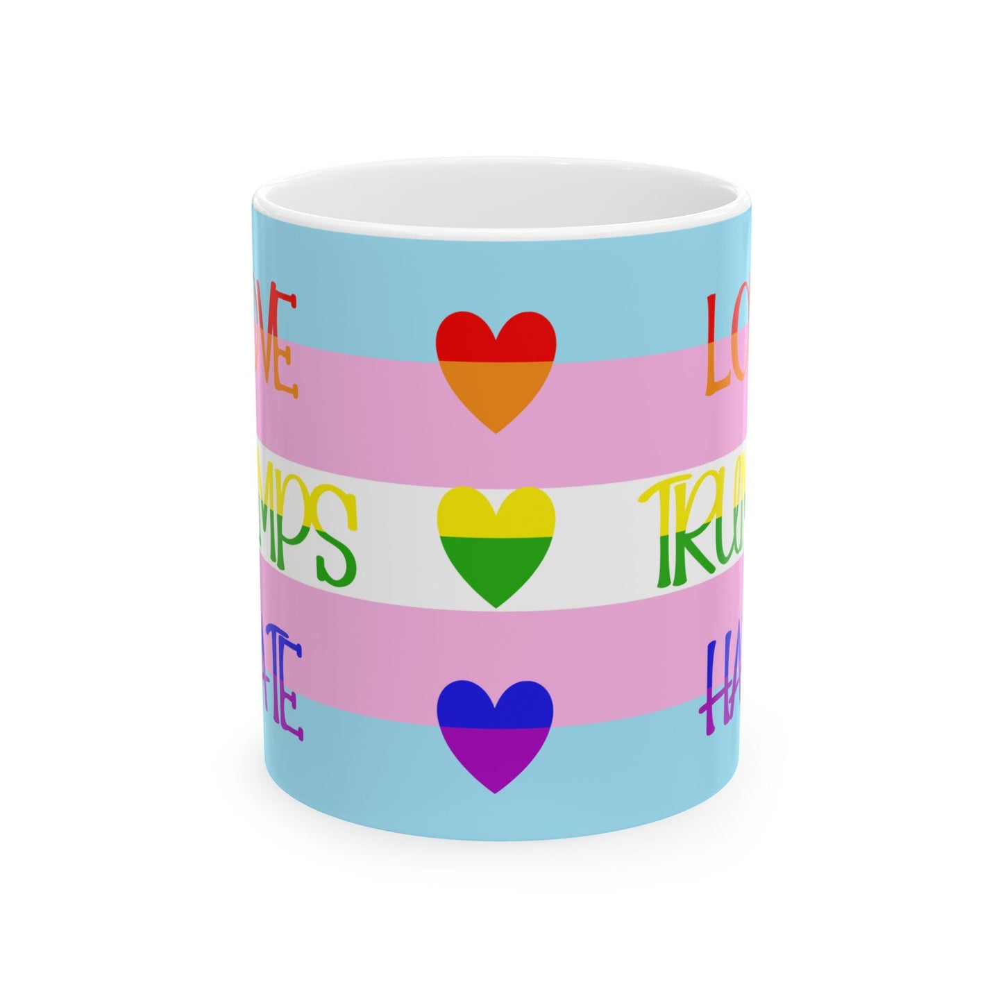 Transgender Rights Mug, Anti-hate Mug, Love Trumps Hate, LGBTQ Support, Pride Support Drinkware, Trevor Project, Transgender Law Center