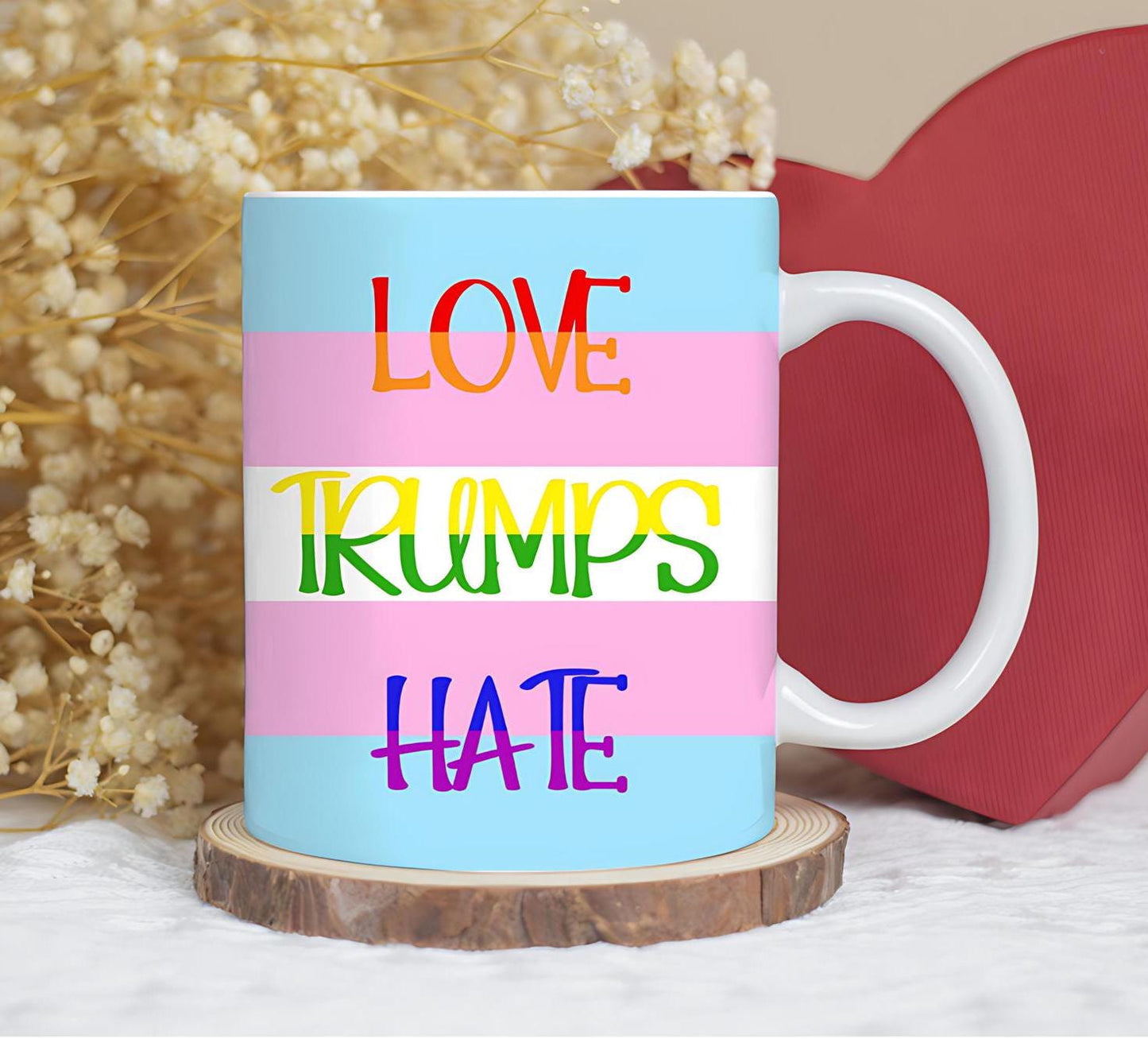 Transgender Rights Mug, Anti-hate Mug, Love Trumps Hate, LGBTQ Support, Pride Support Drinkware, Trevor Project, Transgender Law Center