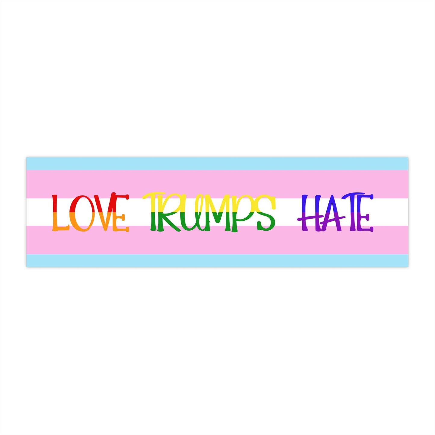 Transgender Flag Bumper Stickers, Love Trumps Hate, LGBTQ Car Decals, Pride Support Sticker, Political Resistance Accessories, Equality