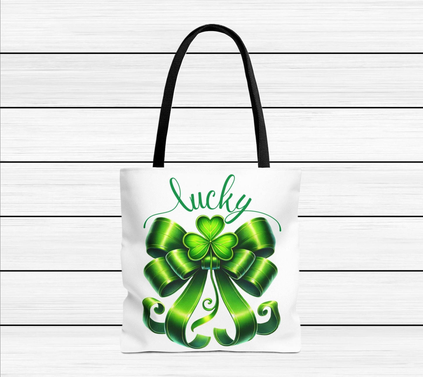 Tote Bag with Shamrock Bow, Lucky Irish Heritage Gift, St Patrick's Day Tote, Green Tote Bag, Ornate Bow Tote, Shamrock Tote Bag