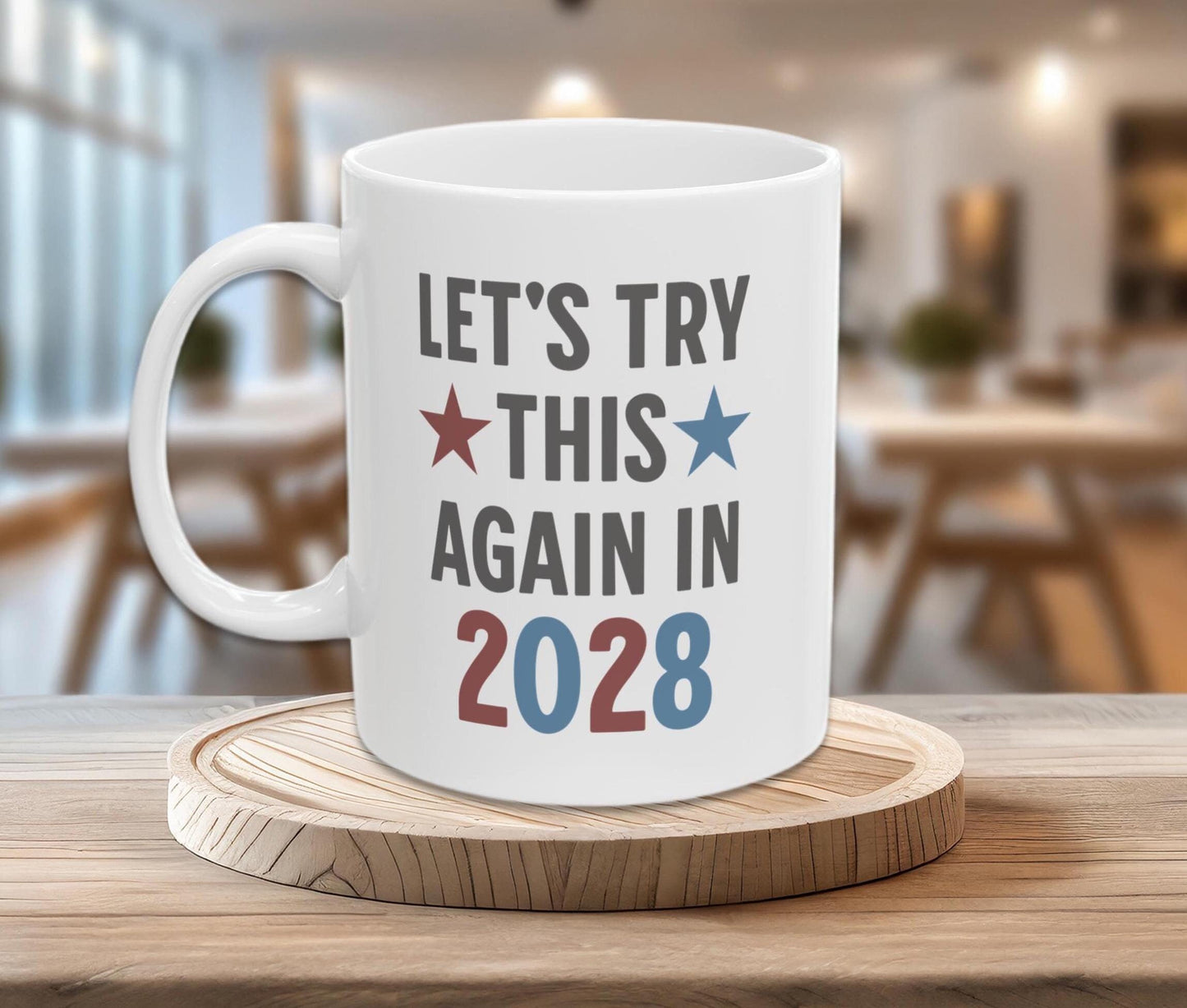 Political Mug, Election 2024, Democrat Republican Gift, Voting Coffee Cup, Blue Red Charcoal, Political Activist Tea Mug