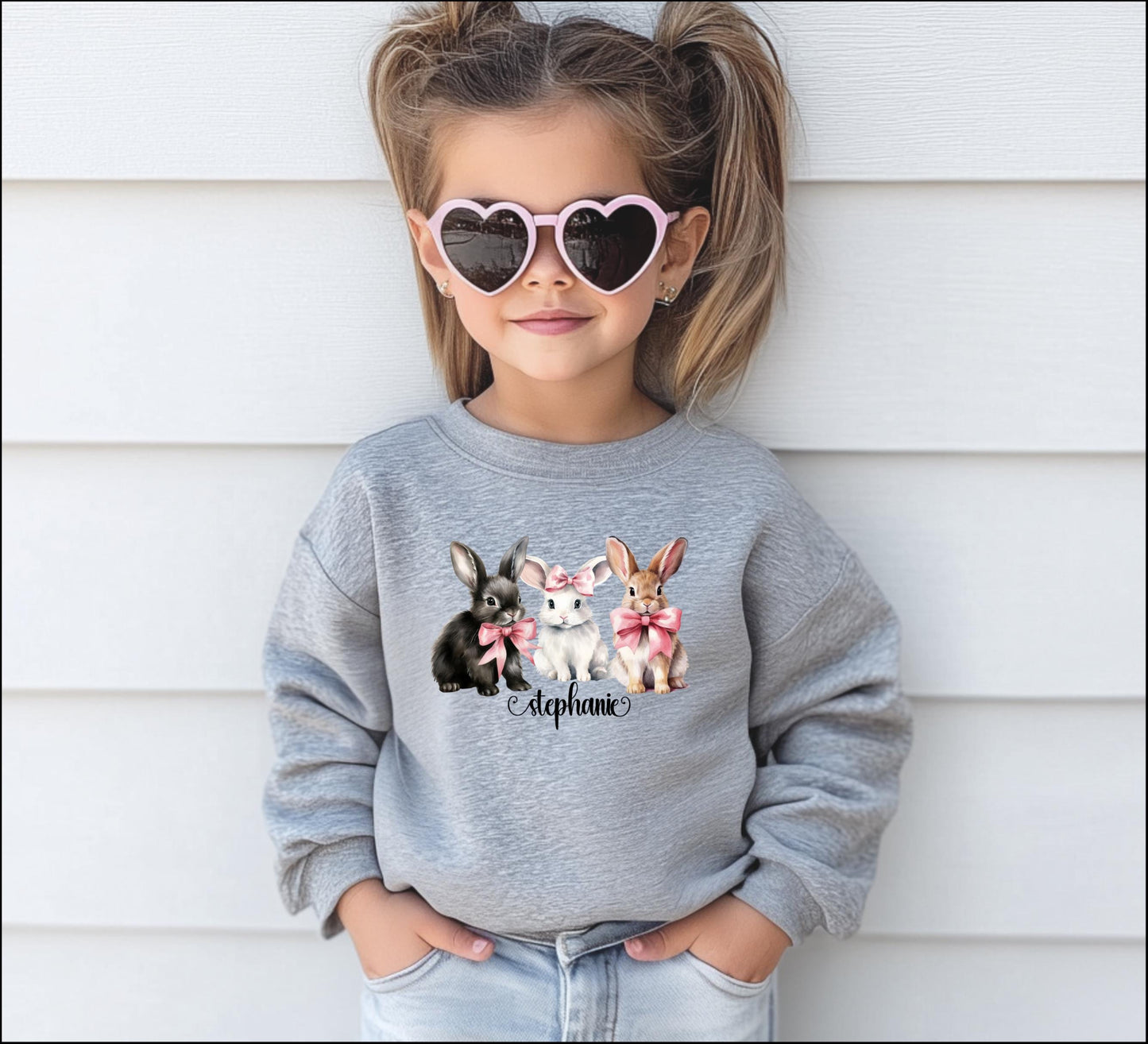Personalized kids Easter Sweatshirt, Easter Bunny Kids Hoodie, Child's Name Bunny Hooded Sweatshirt, Easter Bunny Kids Jumper, Easter Kid's