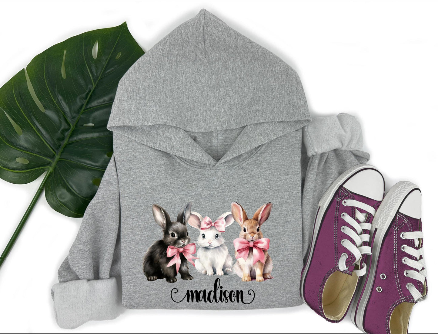 Personalized kids Easter Sweatshirt, Easter Bunny Kids Hoodie, Child's Name Bunny Hooded Sweatshirt, Easter Bunny Kids Jumper, Easter Kid's