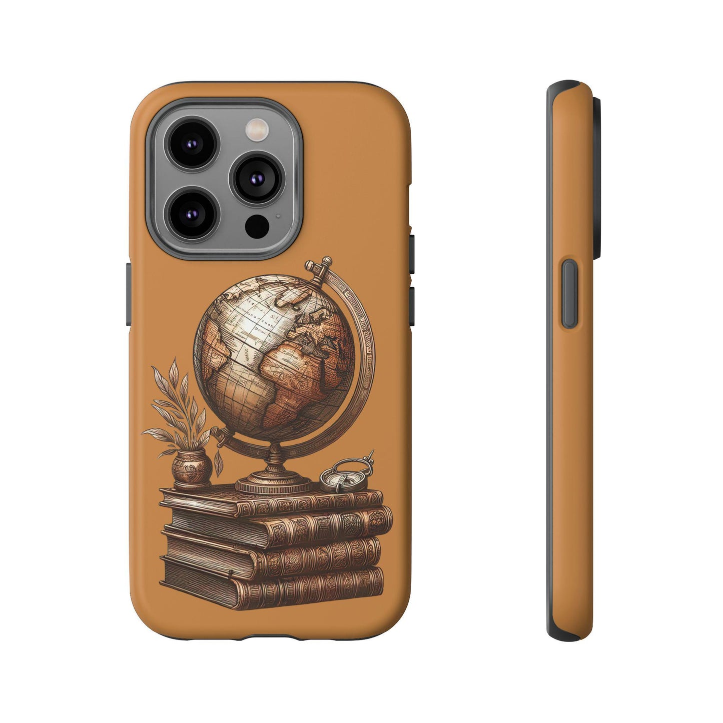 Globe & Books Phone Case, Vintage Style Tough Case, Perfect Gift for Students, Travel Lovers, Bookworms, Educational Decor