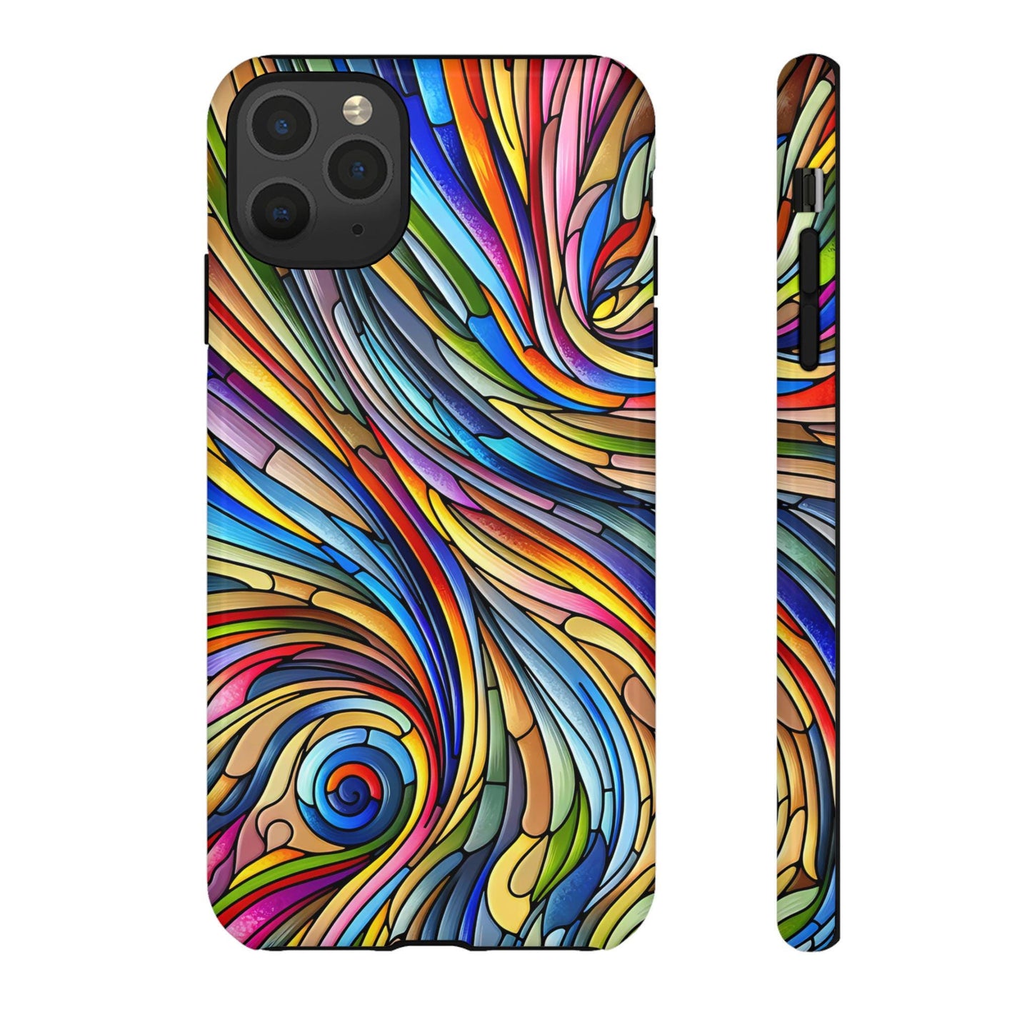 Stained Glass Effect Spiral Phone Case, Tough Cases, Rainbow phone case, Artistic Phone Cover, iphone 11 12 13 14 15 16
