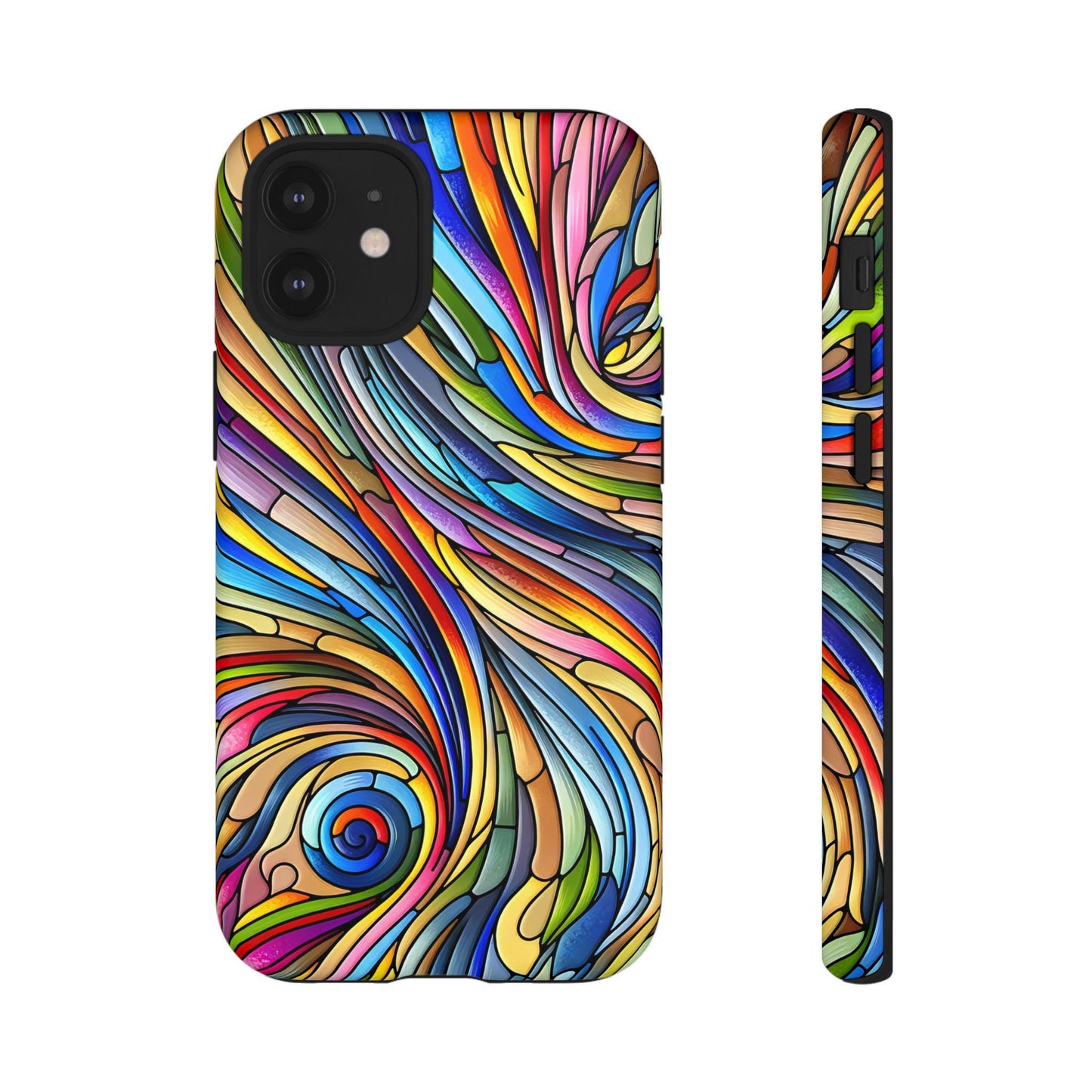 Stained Glass Effect Spiral Phone Case, Tough Cases, Rainbow phone case, Artistic Phone Cover, iphone 11 12 13 14 15 16