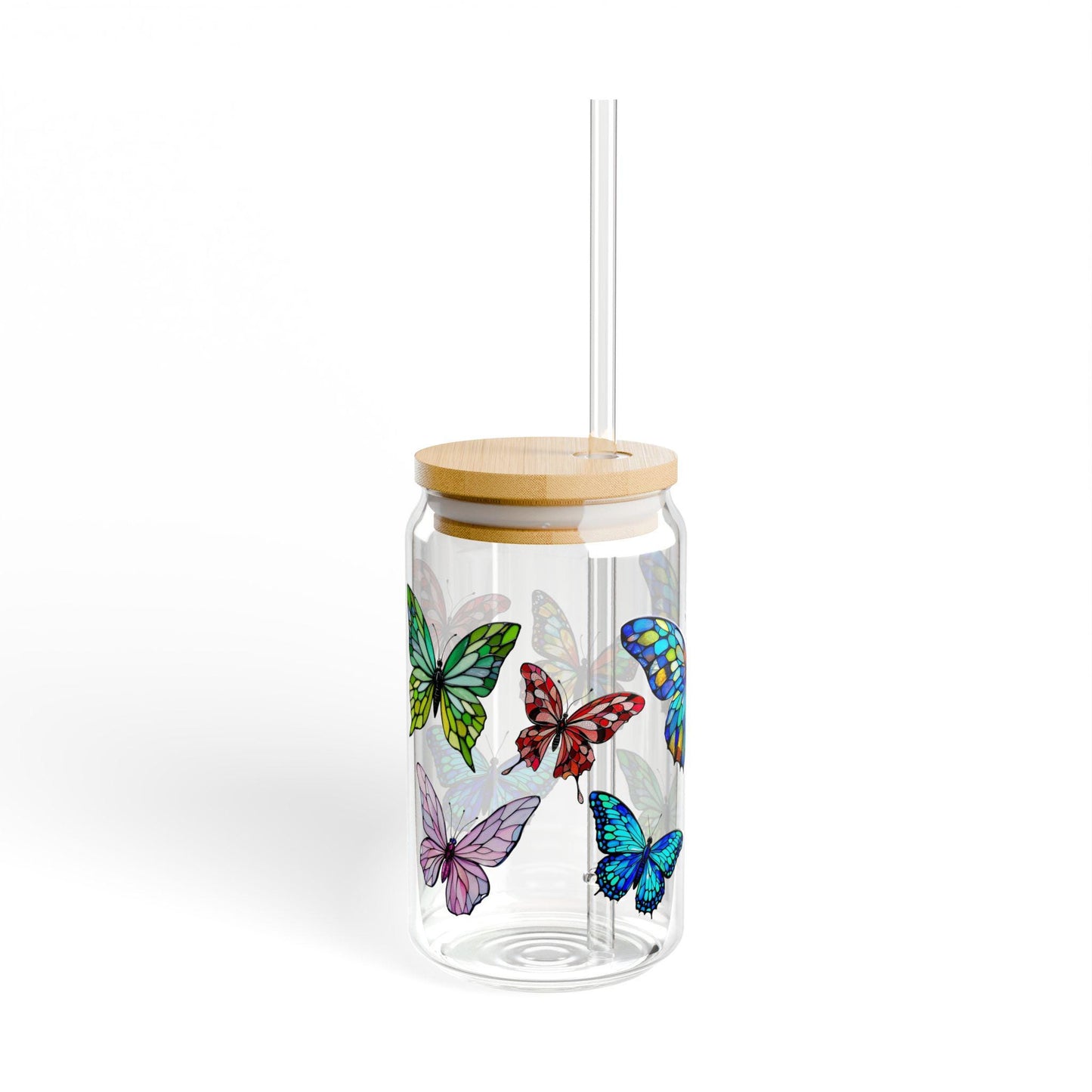 Butterfly Sipper Glass, 16oz: | Eco-Friendly Drinkware, Summer Sipper Glass