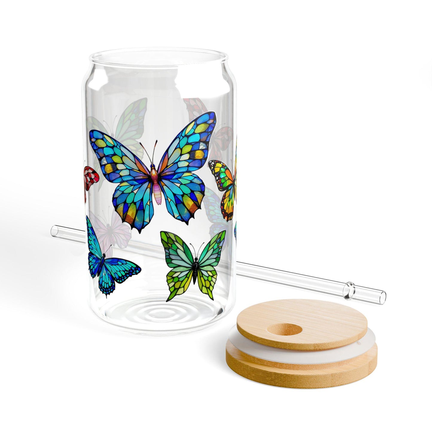 Butterfly Sipper Glass, 16oz: | Eco-Friendly Drinkware, Summer Sipper Glass
