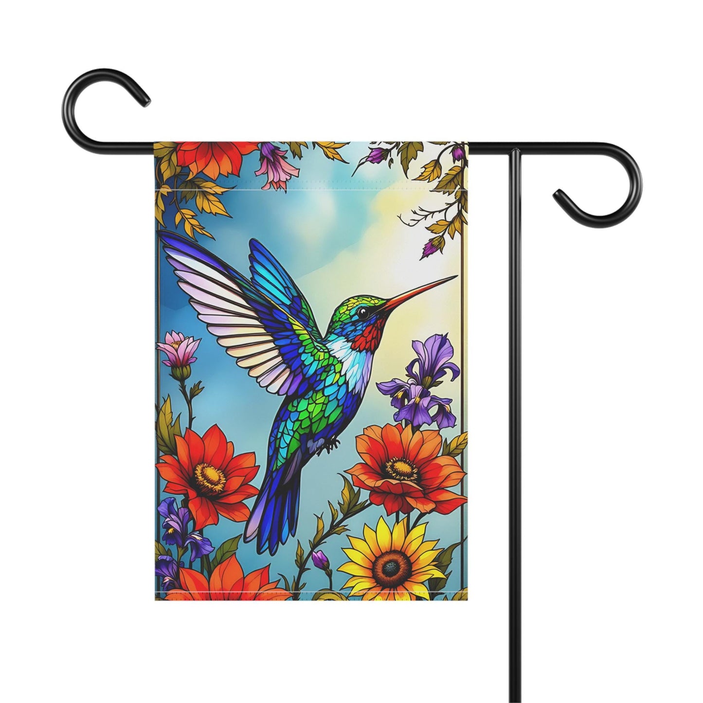 Vibrant Garden Flag with Hummingbird Design, Outdoor Décor, Floral Banner for Home, Spring & Summer Decorations, Gift for Gardeners