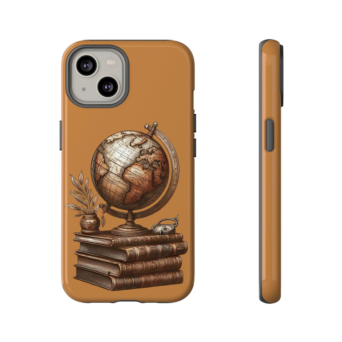Globe & Books Phone Case, Vintage Style Tough Case, Perfect Gift for Students, Travel Lovers, Bookworms, Educational Decor