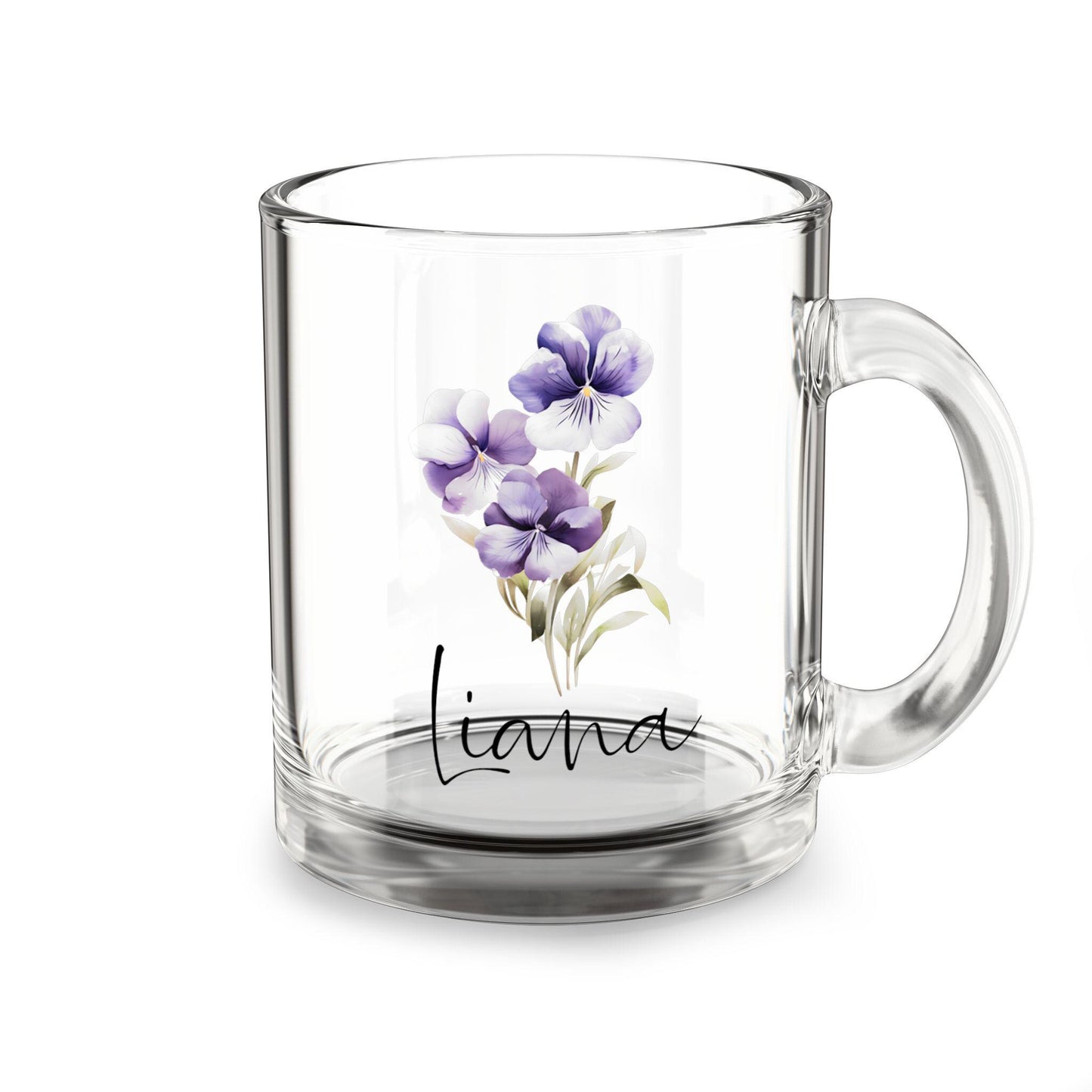 Personalized Birth Month Floral Glass Mug | Custom Coffee Cup, 10oz Glass, Gift for Her, Birthday Present, Home Decor, Mother's Day