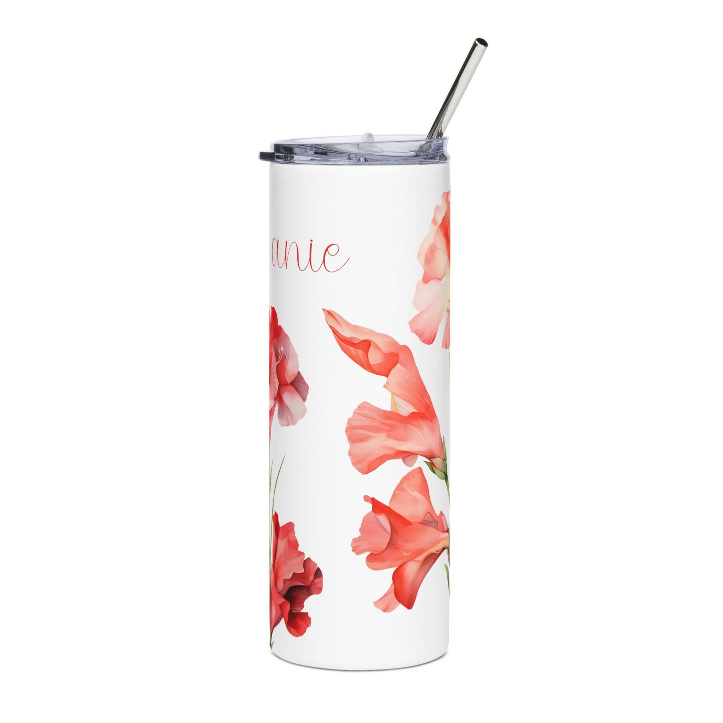 Personalized Birth Month Flower Tumbler, 20oz Stainless Steel Drinkware, Custom Name Travel Mug, Gift for Mom, Gift for Her