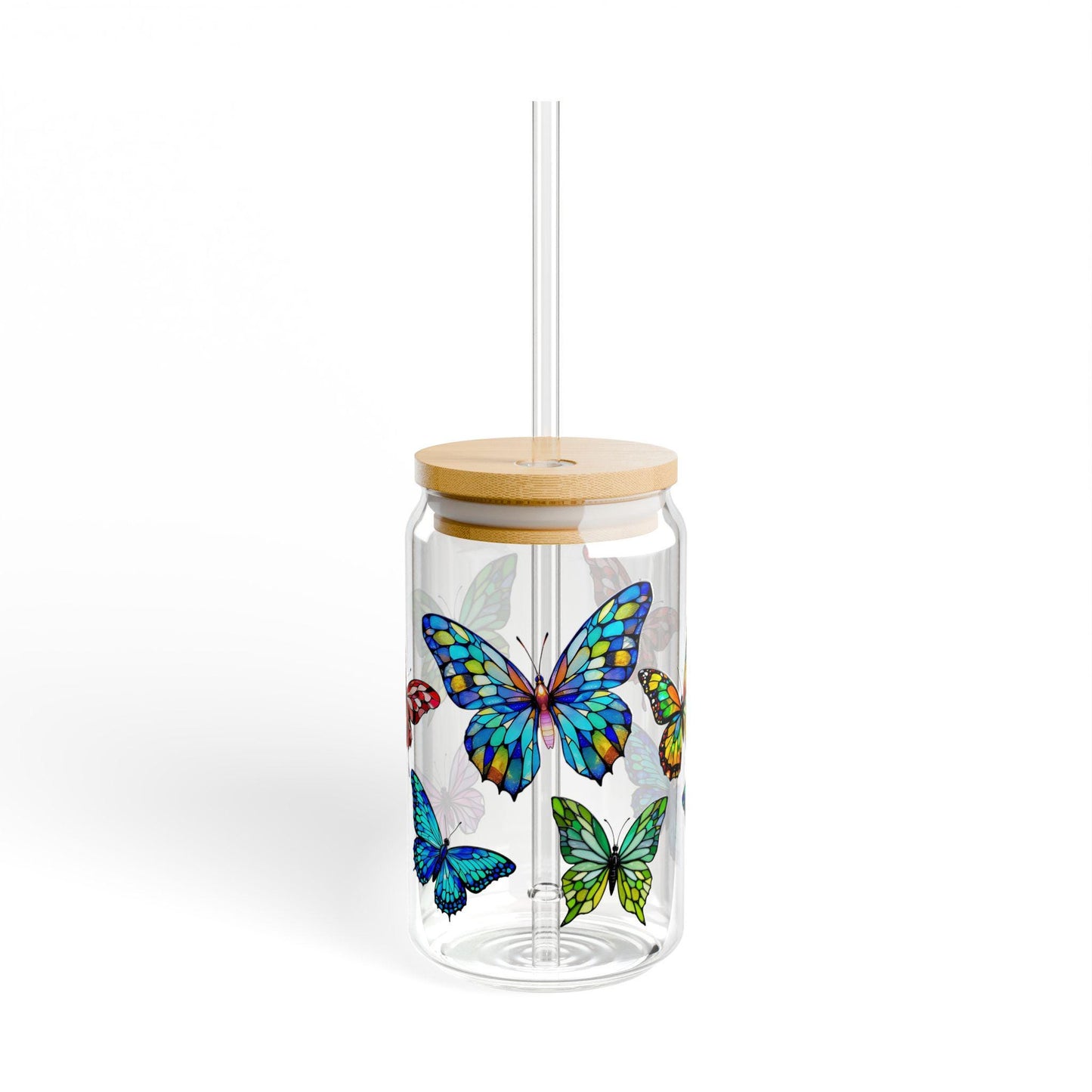 Butterfly Sipper Glass, 16oz: | Eco-Friendly Drinkware, Summer Sipper Glass