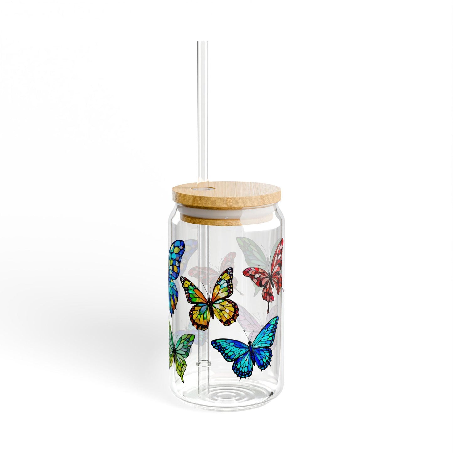 Butterfly Sipper Glass, 16oz: | Eco-Friendly Drinkware, Summer Sipper Glass