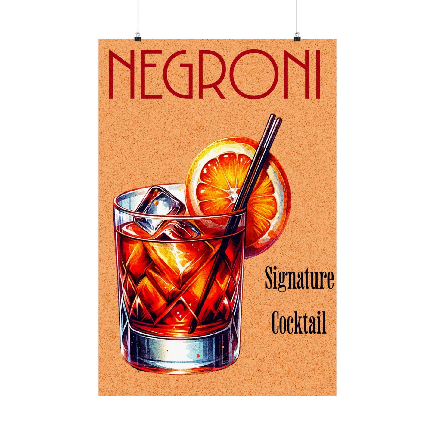 Negroni Cocktail Poster | Vintage Bar Art, Wall Art, Gift for Bartender, Cocktail Lover, Kitchen Wall Decor, Retro Art