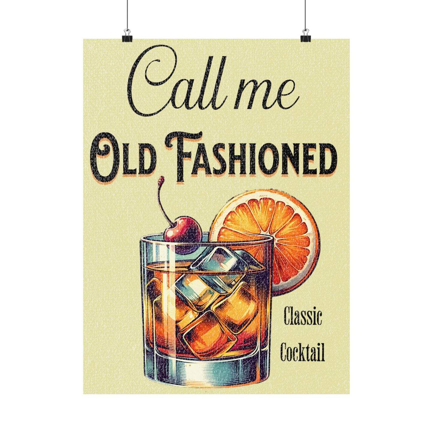Vintage Cocktail Wall Art: Call Me Old Fashioned Poster, Bar Decor, Home Decor, Gift for Cocktail Lovers, Retro Art