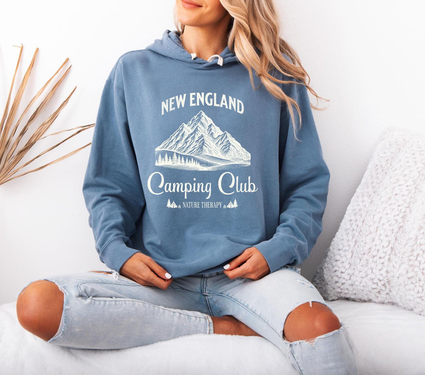 New England Camping Club Hooded Sweatshirt, Adventure Apparel, Nature Lover Gift, Outdoor Hoodie, Travel Clothing, Comfort Colors Hoodie