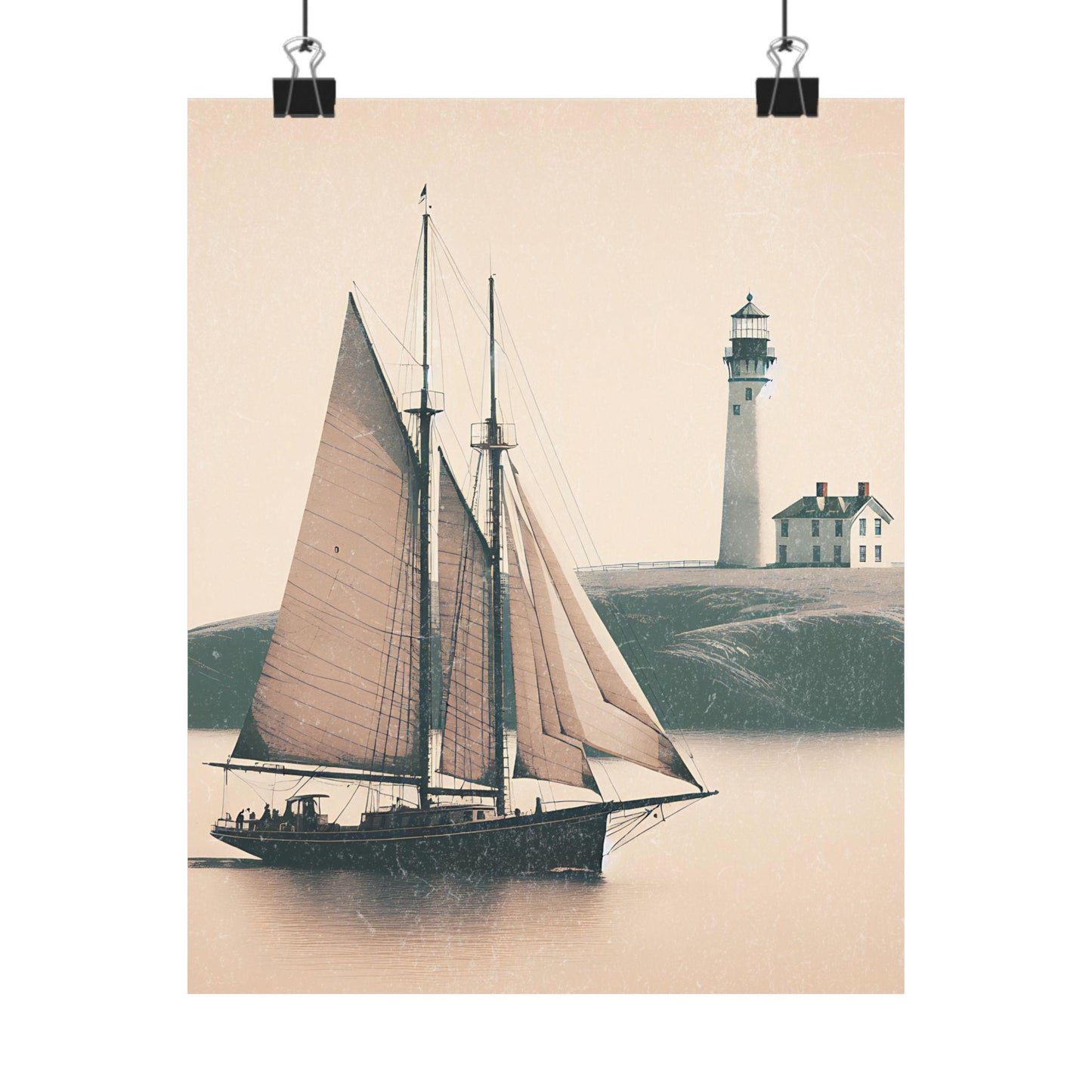 Nautical Matte Vertical Posters - Vintage Sailboat and Lighthouse Art, Coastal Decor, Maritime Wall Art, Home Decoration, Gift for Sailors