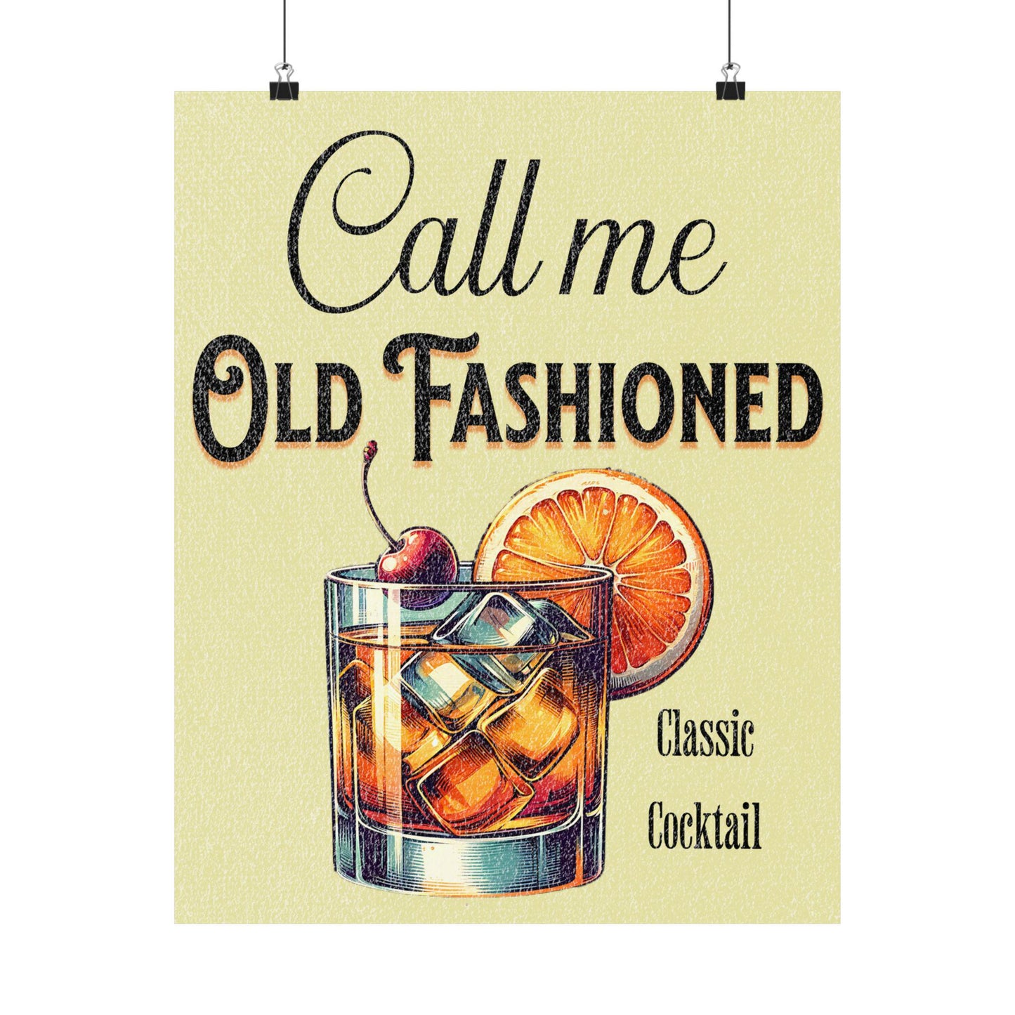 Vintage Cocktail Wall Art: Call Me Old Fashioned Poster, Bar Decor, Home Decor, Gift for Cocktail Lovers, Retro Art