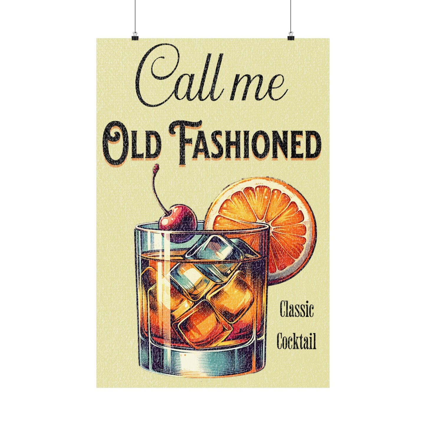 Vintage Cocktail Wall Art: Call Me Old Fashioned Poster, Bar Decor, Home Decor, Gift for Cocktail Lovers, Retro Art