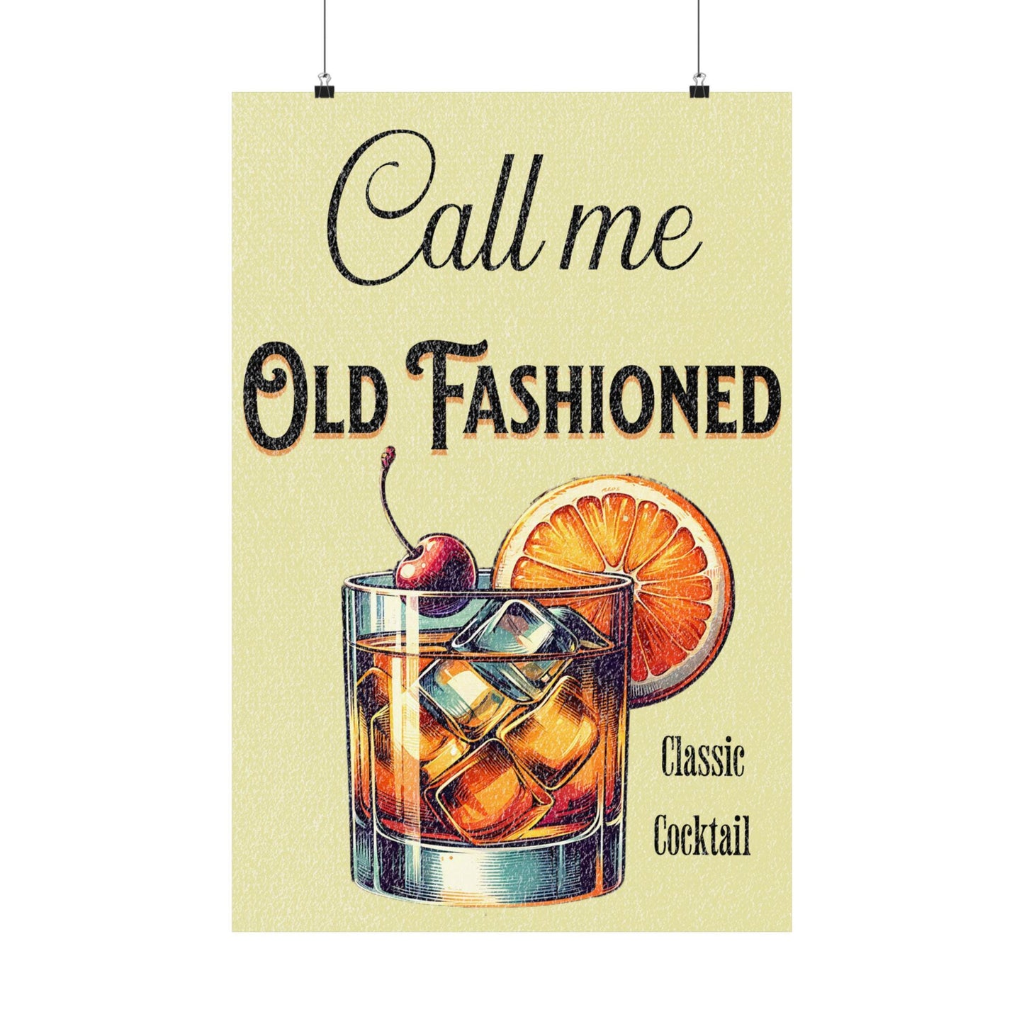 Vintage Cocktail Wall Art: Call Me Old Fashioned Poster, Bar Decor, Home Decor, Gift for Cocktail Lovers, Retro Art