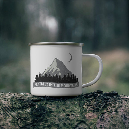 Mentally in the Mountains Enamel Camping Mug