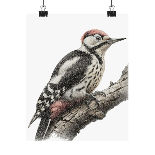 Elegant WoodpeckerPrint | Vintage-Style Nature Art for Bird Lovers, Rustic Wall Decor for Home or Office, Cottagecore Aesthetic Art