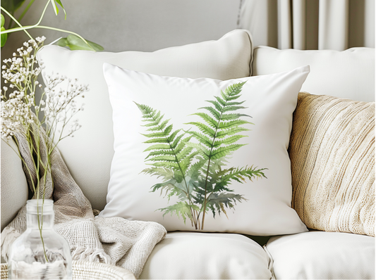 Botanical Fern Square Throw Pillow